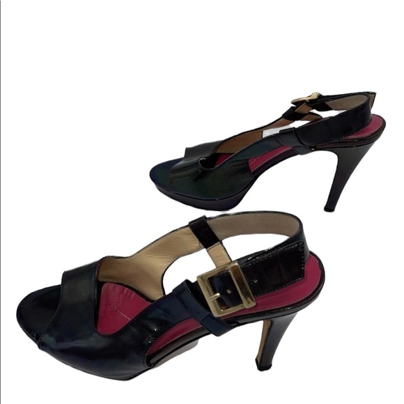 KATE SPADE Black Opal Peep Toe Platform Heels EUC - Picture 4 of 7